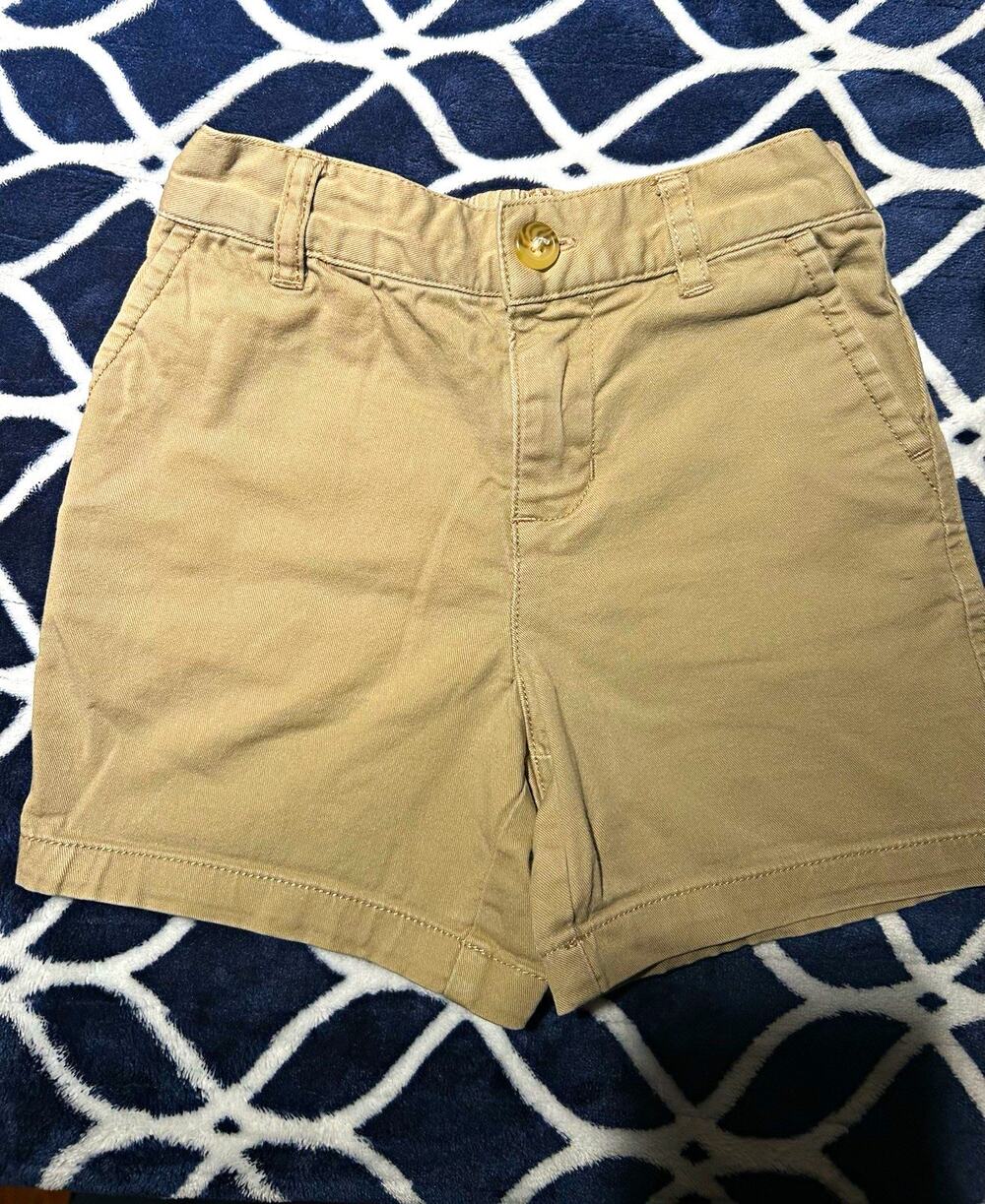 Ralph Lauren 12-18M Beige Khaki Twill Shorts Pockets Elastic Waist 4" Inseam